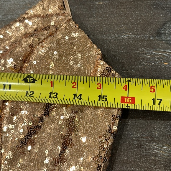 B Darlin Juniors’ Sequined Gown Maxi Dress Rose Gold NWT Size 11 Macy’s - Picture 13 of 15